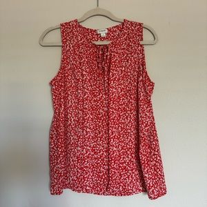 Red Floral Tank Blouse Top J Crew Women’s Small